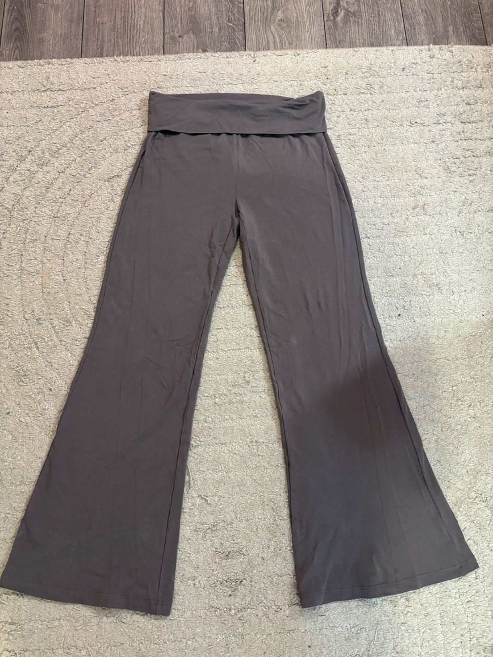 SHEIN Charcoal Fold-Over Waist Flare Pants